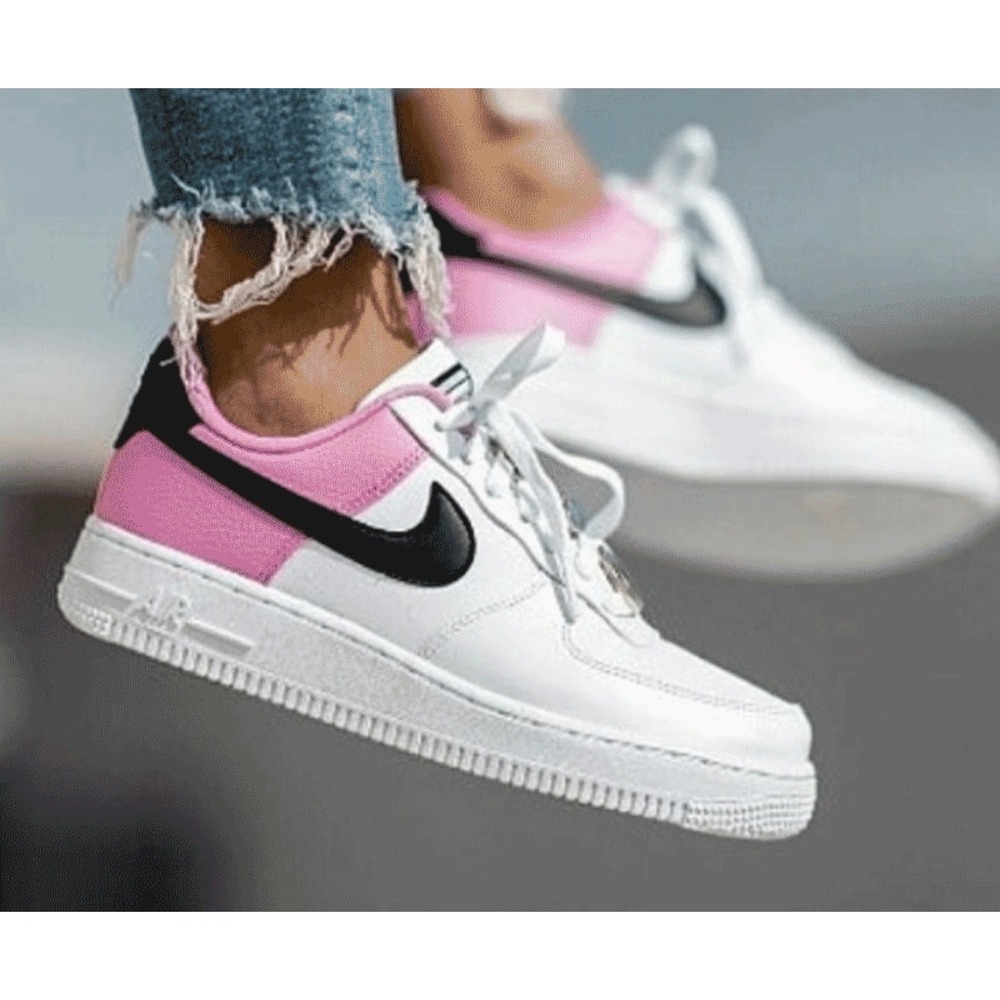 Nike Air Force 1 Low White Pink Black Sneakers Womens 8.5